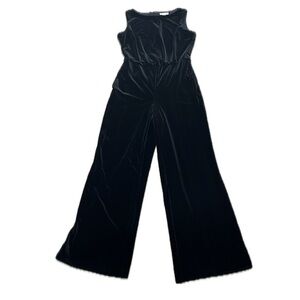 Eliane Rose Black Velvet Velour Wide Leg Jumpsuit Pockets Sz 8 Party Gala Flaws